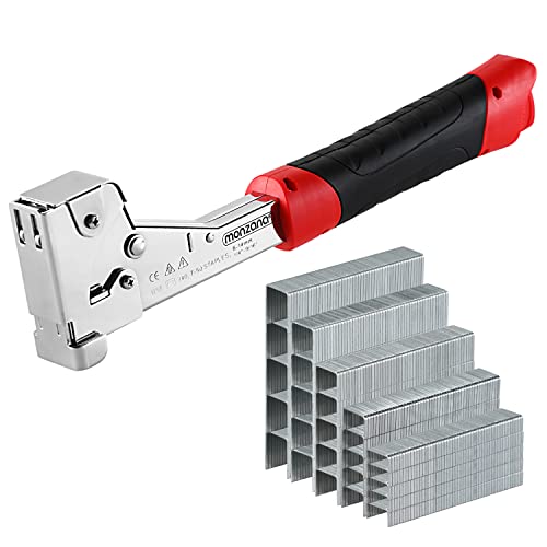 MONZANA® Hammertacker Stahl rostfrei 6-14mm 500 Klammern Klammerzieher Schiebeverriegelung Schlagtacker Handtacker Tacker von Monzana