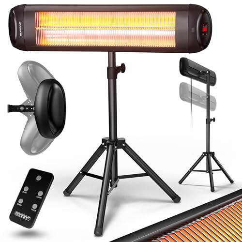 Monzana® Infrarot Heizstrahler MZH2500 Stativ 110-175cm 2500W 3 Stufen 24h Timer Fernbedienung Wärmestrahler Standheizer Teleskopständer Schwarz von Monzana