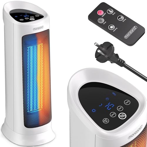 Monzana® Keramik Heizlüfter 2000W 4 Betriebsmodi 15-40°C Energiesparend 120° Oszillation Timer Leise Fernbedienung Elektroheizung Heizstrahler Weiss von Monzana