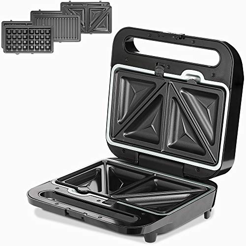 MONZANA® Kontaktgrill 3 in 1 XXL Antihaftbeschichtung Sicherheitsverschluss Waffeleisen Elektrogrill Tischgrill Sandwich Maker Panini Toaster 1000W von Monzana
