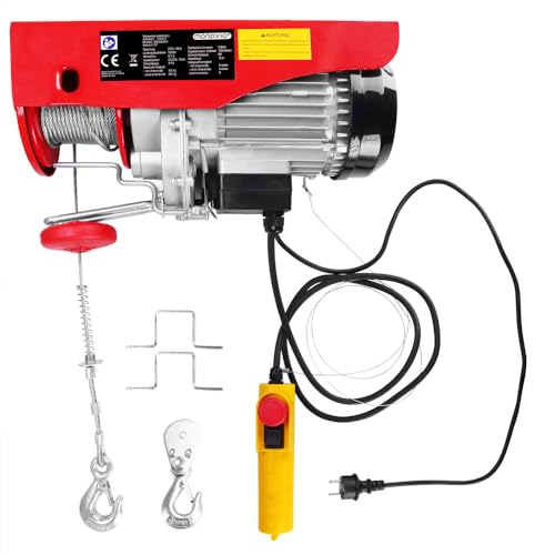 MONZANA® elektrische Seilwinde 400kg bis 800kg Hubhöhe 12m Seilzug Motorwinde Flaschenzug Hebezug Seilhebezug Kettenzug von Monzana