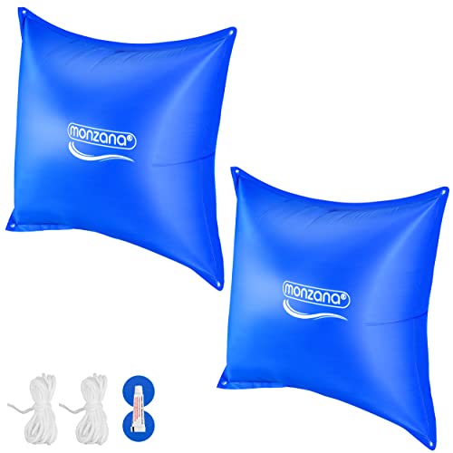 Monzana® 2X Poolkissen Winter XL Chlorbeständig Seil PVC Verstärktes Material bis -20°C Doppelnaht Sicherheitsventil 4 Ösen Luftkissen Pool Abdeckung von Monzana