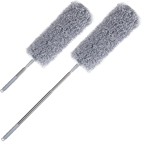 Monzana® 2er Set Staubwedel Teleskop Höhenverstellbar bis 240 cm Waschbar Biegbar Mikrofaser Haushalt Staubwischer Staubbesen von Monzana