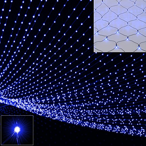 Monzana® Lichterkette 160 LED Netzlichterkette Außen Innen Batterie 8 Modi Lichtervorhang Deko Weihnachten Beleuchtung Blau von Monzana