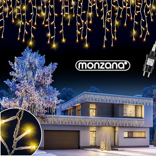 Monzana® Lichterkette 200 LED Außen Innen 10m Regenlichterkette Lichtervorhang Eisregen Fenster Deko Weihnachten Beleuchtung Warmweiß von Monzana