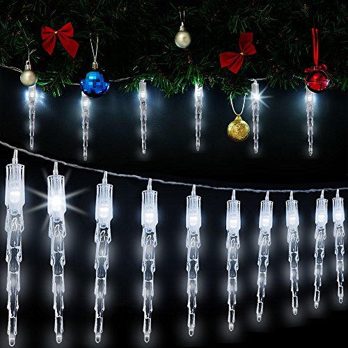 Monzana® Lichterkette Eiszapfen LED Außen Innen 10 Zapfen Weihnachten Deko Weihnachtsdeko IP44 Eisregen Beleuchtung Kaltweiß von Monzana