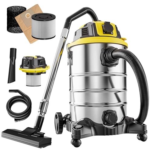 Monzana® Nass Trockensauger 30L 2200W + Steckdose GS-Zertifiziert 9m Bewegungsradius Industrie Staubsauger Edelstahl Nasssauger Waschsauger Blasfunktion von Monzana