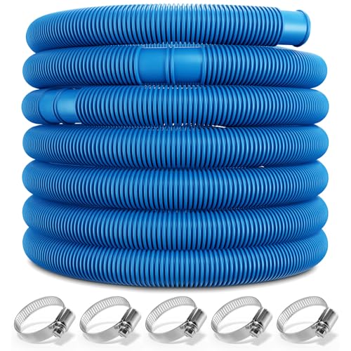 Monzana® Poolschlauch 14m Ø 32mm flexibel mit Muffen 5X Schlauchschellen UV Chlor resistent Schwimmbadschlauch Pumpenschlauch Wasserschlauch Blau von Monzana