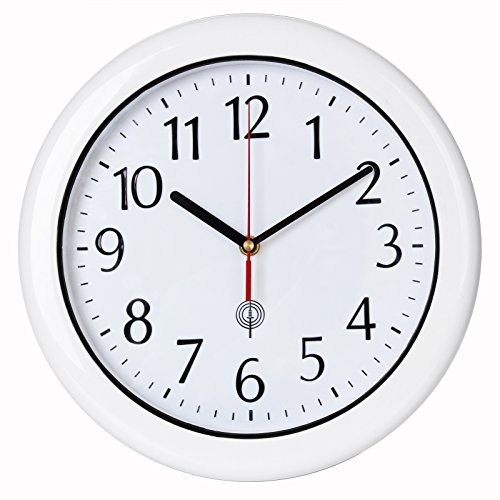 Monzana® Wanduhr Funk Wasserdicht Groß 30cm Modern mit Batterien ohne Tickgeräusche Küchenuhr Analog Zeitumstellung automatisch Haushalt Funkuhr Weiß von Monzana