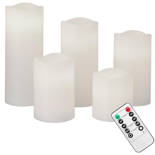 Monzana® LED Kerzen Set 5er, Echtwachs dimmbar flackernd batteriebetrieben, Timerfunktion 2-4-6-8 Std, mit Fernbedienung, 5 Größen Warmweiß ø7,5cm Monzana® LED Kerzen Set 5er, Echtwachs dimmbar flackernd batteriebetrieben, Timerfunktion 2-4-6-8 Std, mit Fernbedienung, 5 Größen Warmweiß ø7,5cm von Monzana