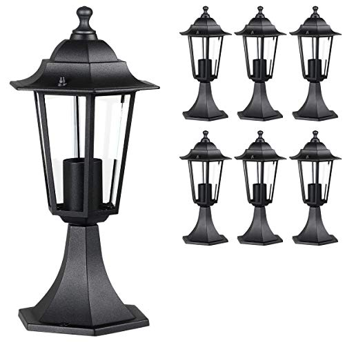 Monzana® Außenlampe 6er Set Wetterfest IP44 Alu E27 Anthrazit Laterne Vintage Außen Garten Wege Sockel Poller Leuchte von Monzana