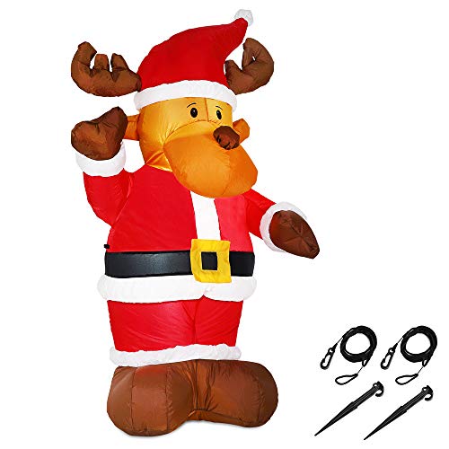 MONZANA® Aufblasbares Rentier 135cm LED Beleuchtet Befestigungsmaterial IP44 Außen Witterungsbeständig Weihnachtsdeko Weihnachtsfigur Christmas von Monzana