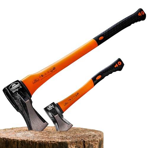 Gardebruk® Axt 2 kg Beil 1 kg Set ergonomischer Handgriff Gummischutz Universal Spaltaxt Spaltbeil Spalthammer Holzspalter von Monzana