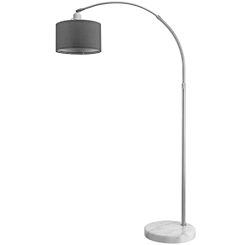 Monzana Bogenlampe Stoffschirm Marmorfuß 150-175 cm Höhenverstellbar Fußschalter Schwenkbar E27 Wohnzimmer Schlafzimmer Stehlampe Standleuchte Grau von Monzana