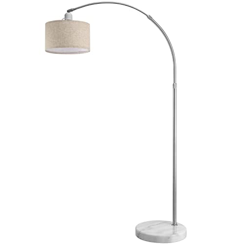 Monzana Bogenlampe Stoffschirm Marmorfuß 150-175 cm Höhenverstellbar Fußschalter Schwenkbar E27 Wohnzimmer Schlafzimmer Stehlampe Standleuchte Leinen von Monzana