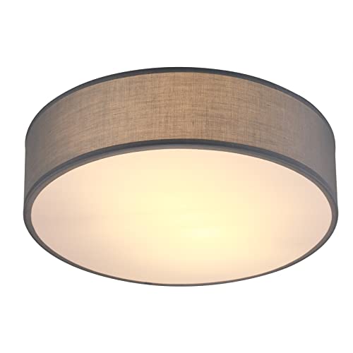MONZANA® Deckenlampe Stoff Wohnzimmer Schlafzimmer E27 Grau 38cm Rund 2-Flammig 40W Lampe Flur Küche Deckenstrahler Deckenleuchte Stoffdeckenlampe von Monzana