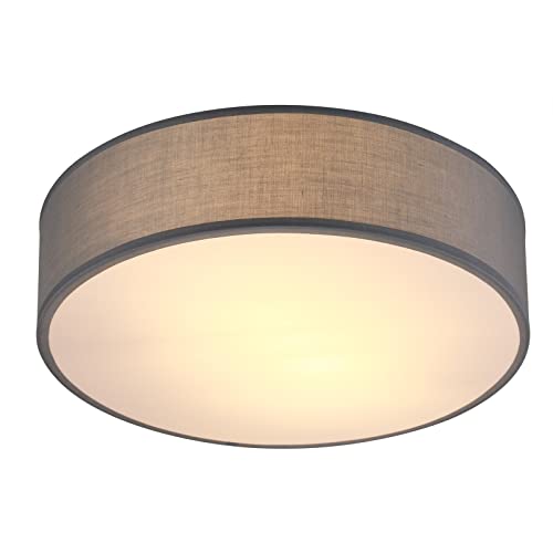 Monzana Deckenlampe 40W Rund 38cm Stoff 2-Flammig E27 Modern Wohnzimmer Schlafzimmer Deckenleuchte Stoffdeckenlampe Grau von Monzana