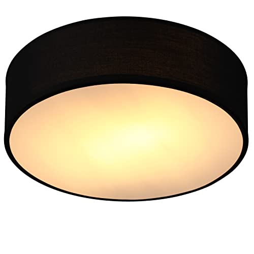 Monzana® Deckenlampe Rund 30cm Stoff 1-Flammig E27 Modern Wohnzimmer Schlafzimmer Deckenleuchte Stoffdeckenlampe Schwarz von Monzana
