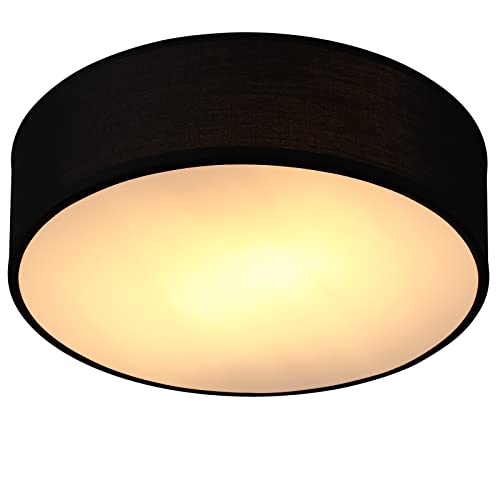 MONZANA® Deckenlampe Stoff Wohnzimmer Schlafzimmer E27 Schwarz 30cm Rund 1-Flammig 40W Lampe Flur Küche Deckenstrahler Deckenleuchte Stoffdeckenlampe von Monzana