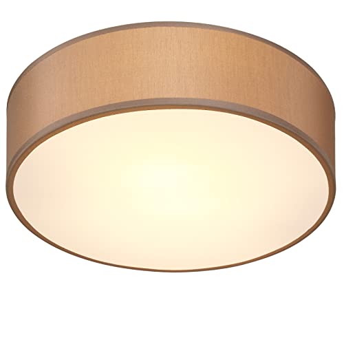 MONZANA® Deckenlampe Stoff Wohnzimmer Schlafzimmer E27 Taupe 30cm Rund 1-Flammig 40W Lampe Flur Küche Deckenstrahler Deckenleuchte Stoffdeckenlampe von Monzana