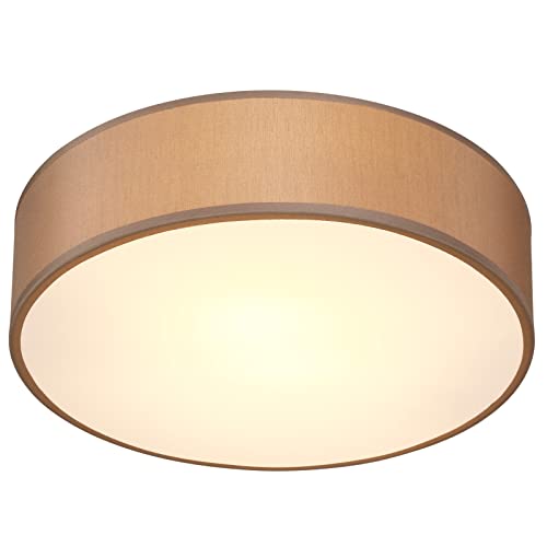 MONZANA® Deckenlampe Stoff Wohnzimmer Schlafzimmer E27 Taupe 38cm Rund 2-Flammig 40W Lampe Flur Küche Deckenstrahler Deckenleuchte Stoffdeckenlampe von Monzana
