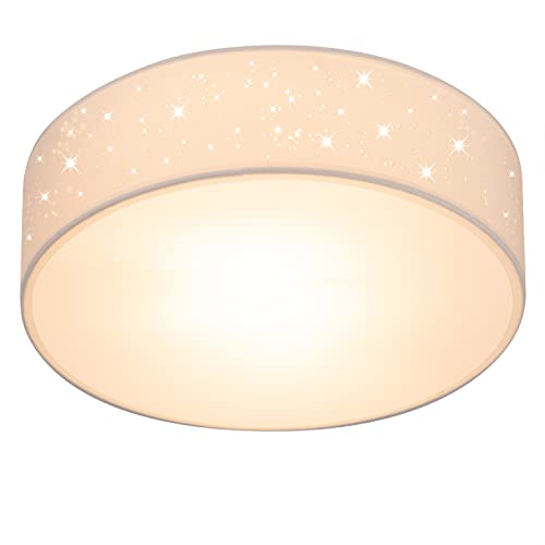 MONZANA® Deckenlampe Sternenhimmel Wohnzimmer Schlafzimmer E27 Weiß Rund 30cm Stoffschirm 1-Flammig 40W Küche Lampe Deckenleuchte Stoffdeckenlampe von Monzana