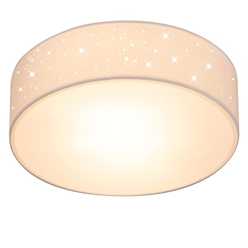 Monzana® Deckenlampe Sternenhimmel Rund Ø 30cm Stoffschirm 1-Flammig 40 Watt Wohnzimmer Schlafzimmer Deckenleuchte Stoffdeckenlampe Lampe Weiß 2xE27 von Monzana