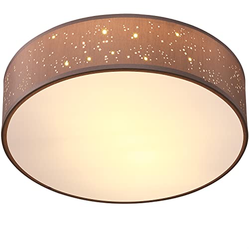 MONZANA® Deckenlampe Sternenhimmel Wohnzimmer Schlafzimmer E27 Taupe Rund 38cm Stoffschirm 2-Flammig 40W Küche Lampe Deckenleuchte Stoffdeckenlampe von Monzana