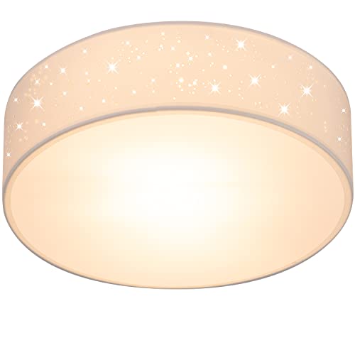 MONZANA® Deckenlampe Sternenhimmel Wohnzimmer Schlafzimmer E27 Weiß Rund 38cm Stoffschirm 2-Flammig 40W Küche Lampe Deckenleuchte Stoffdeckenlampe von Monzana