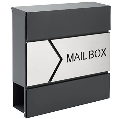MONZANA® XXL Briefkasten Postkasten mit Zeitungsfach abschließbar 2 Schlüssel Montagematerial Stahl modern einfache Montage Zeitungsrolle Wandbriefkasten Anthrazit MONZANA® XXL Briefkasten Postkasten mit Zeitungsfach abschließbar 2 Schlüssel Montagematerial Stahl modern einfache Montage Zeitungsrolle Wandbriefkasten Anthrazit von Monzana