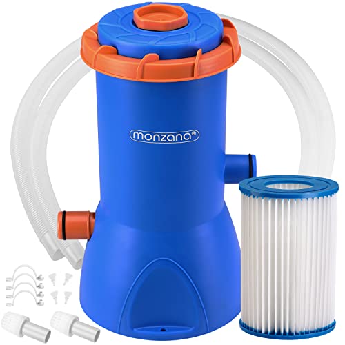 MONZANA® Filterpumpe MZP90 3800L/h 90 W Leistung Pool Filter Kartusche Schlauch Kartuschenfilteranlage Poolpumpe Pumpe von Monzana