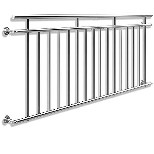 MONZANA® Französischer Balkon Edelstahl Pflegeleicht 90x225cm 16 Füllstäbe Balkongeländer Terrassengeländer Fensterschutz von Monzana