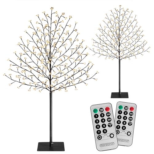 Monzana® Kirschblütenbaum 2er Set 180 cm 200 LED Warmweiß Außen Innen Künstlich Groß Deko Weihnachten Weihnachtsdeko Kirschbaum Leuchtbaum Lichterbaum von Monzana