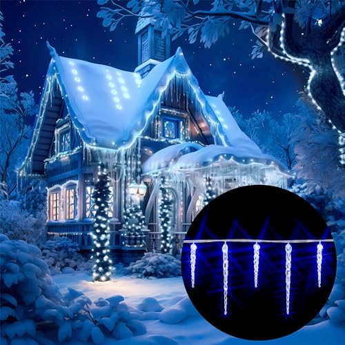 Monzana Lichterkette Eiszapfen LED Außen Innen 40 Zapfen Weihnachten Deko Weihnachtsdeko IP44 Eisregen Beleuchtung Blau von Monzana