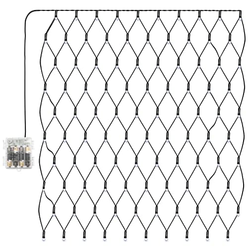 Monzana Lichternetz 100 LED mit Fernbedienung Timer 8 Leuchtmodi Dimmbar IP44 Außen Innen Weihnachten Lichterkette Lichtervorhang Kaltweiß 120x120 cm von Monzana