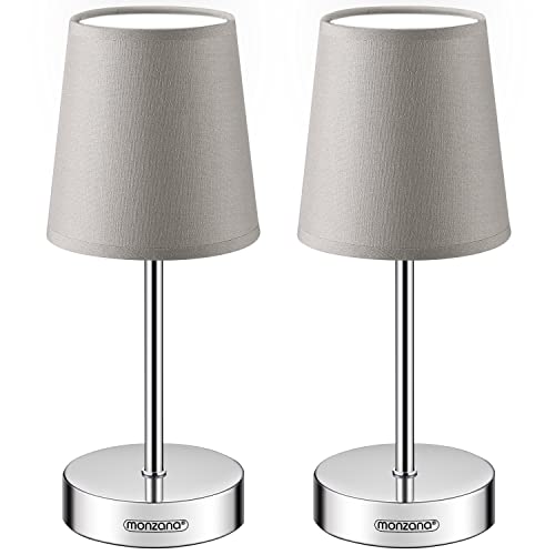 Monzana Nachttischlampe 2er Set 32cm Stoff Grau Taupe Anthrazit Weiß Wohnzimmer Schlafzimmer Lampe Leuchte Tischlampe Nachttischleuchte Tischleuchte von Monzana