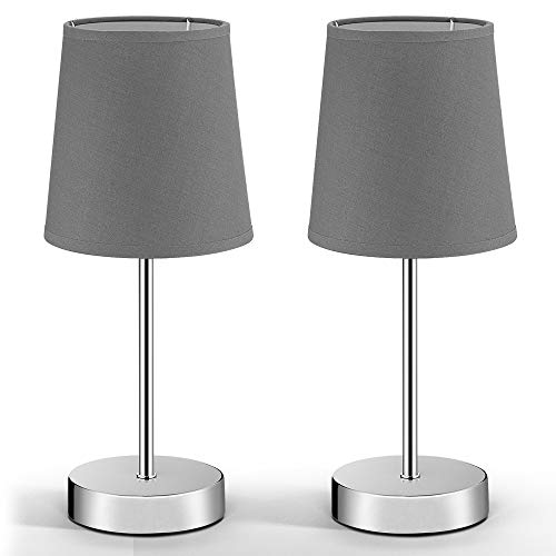 Monzana Nachttischlampe 2er Set 32cm Stoff Grau Taupe Anthrazit Weiß Wohnzimmer Schlafzimmer Lampe Leuchte Tischlampe Nachttischleuchte Tischleuchte von Monzana