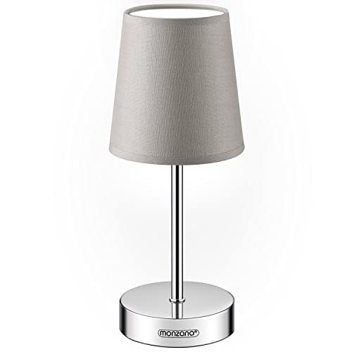 MONZANA® Nachttischlampe 32cm Stoffschirm E14 Grau Taupe Anthrazit Weiß Wohnzimmer Schlafzimmer Lampe Leuchte Tischlampe Nachttischleuchte Tischleuchte von Monzana