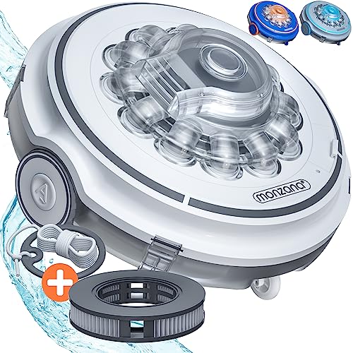 MONZANA® Poolroboter Poolboy600 Kabellos Vollautomatisch 80 Min Akku 5200mAh Li-Ion 80m² Pool Bodensauger Poolreiniger Poolsauger Weiß von Monzana