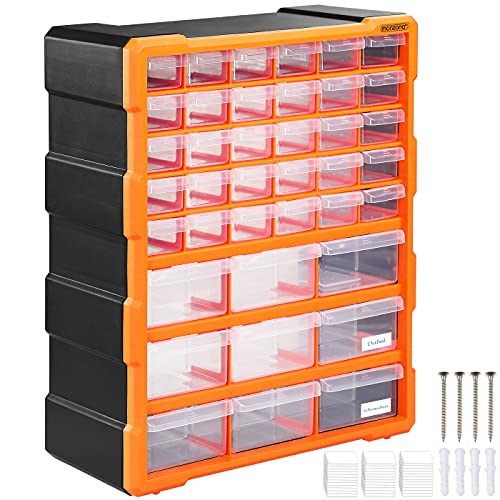 MONZANA® Sortimentskasten MW1502 39 Schubladen 47,5x38x16cm Trennwände bis 72 Fächer Werkstatt Sortierbox Sortierkasten von Monzana