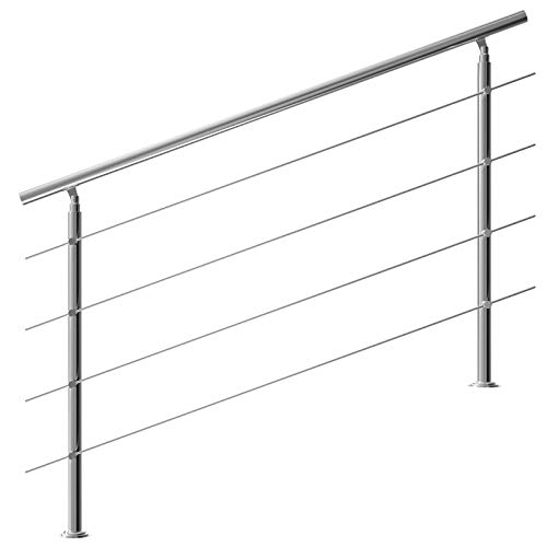 MONZANA® Treppengeländer Edelstahl Pflegeleicht 160cm mit 4 Querstreben Innen und Außen Handlauf Geländer Brüstung Balkon von Monzana