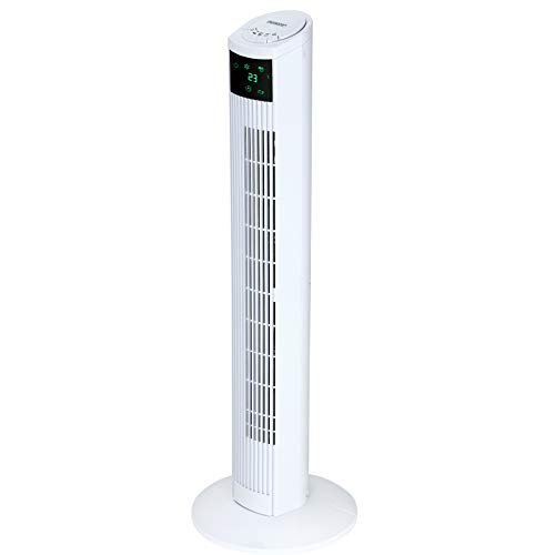 Monzana® Turmventilator mit Fernbedienung 3 Geschwindigkeitsstufen digitales Display weiß - Säulenventilator Standventilator Luftkühler Ventilator von Monzana