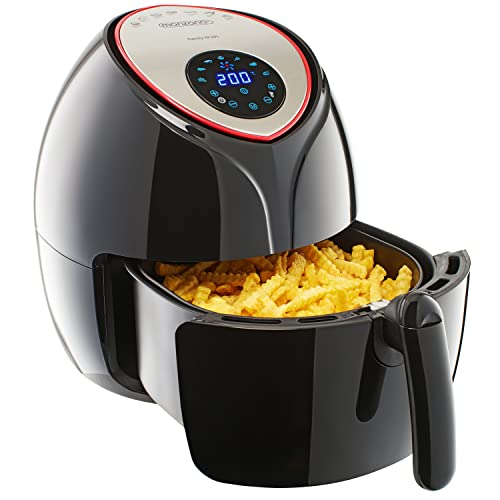 MONZANA® Heißluftfritteuse 6,5 L XXL Digitales LED Touch-Display Timer Temperatureinstellung mit Rezeptheft 1850 W Küche Fritteuse Heißluftofen Schwarz von Monzana