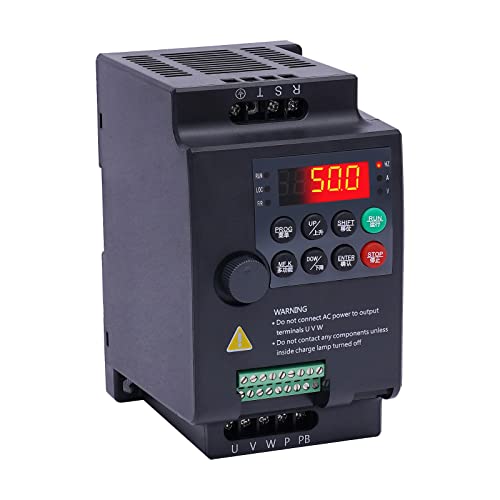 220V 1,5KW VFD Frequenzwandler Inverter Antrieb mit PG-freien Vektorsteuermethode, Einphasig bis Dreiphasig Transformator mit Fernbedienung, VFD Speed Geregelte Wechselrichter mit DC-Lüfter von MooBeey