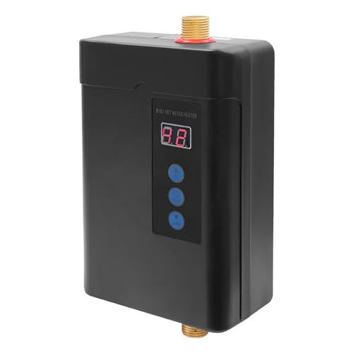 4000W Elektrische Durchlauferhitzer aus ABS und Aluminium, Klein Instant Durchlauferhitzer mit LCD Temperaturanzeige, Mini Instant Warmwasserbereiter Durchlauferhitzer Tankless (Schwarz) von MooBeey