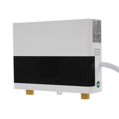 6000W Elektronischer Durchlauferhitzer mit Aluminium-Heizelement, 30-55 ° C Temperatur Einstellbare Warmwasserbereiter mit LED-Bildschirm, Instant Durchlauferhitzer Tankloser für Küche, Bad (Weiß) von MooBeey