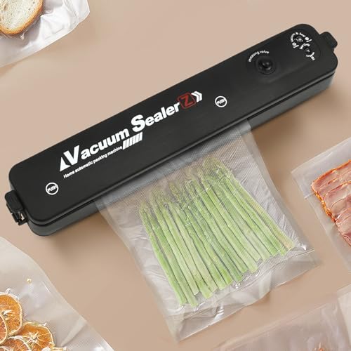 90W Automatisch Vakuumversiegler Vakuum Akuumiergerät mit Schneidevorrichtung, Kompaktes Lebensmittel Vakuumiergerät mit 2 Modi, Vakuumierer Vakumierergerät für Fleisch, Gemüse, Nüsse von MooBeey