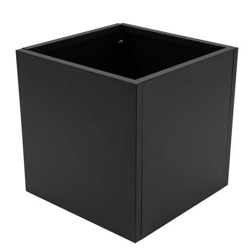 MooBeey 50x50x50 cm Blumentopf Pflanzkasten aus Stahl, Quadratisches Blumenkasten Pflanzentöpfe mit Schutzhandschuhe, Übertopf Pflanztopf Pflanzgefäß Deko Pflanzkiste für Innen und Außen (Schwarz) von MooBeey