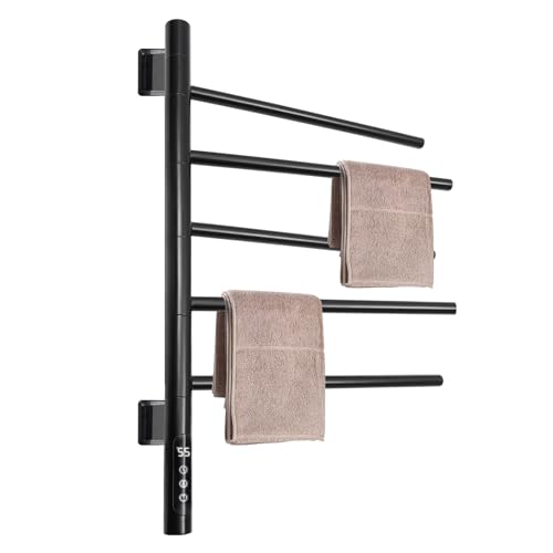 MooBeey Elektrischer Handtuchwärmer Handtuchtrockner Wandmontage aus Metall, Einstellbare Temperatur 180° Gedreht Handtuchhalter, IPX5 Handtuchtrockner Heizkörper mit Timer und HD Touch Panel von MooBeey