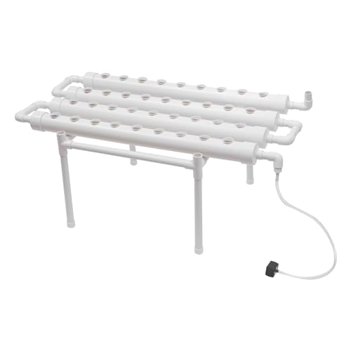MooBeey Hydroponic Site Grow Kit aus PVC-U mit Wasserzirkulation, Hydroponic Pipe Home Erdlose Pflanzenanbau Systeme, Hydroponische Anzuchtsets Systeme für Gemüse und Obst (54 Löcher) von MooBeey
